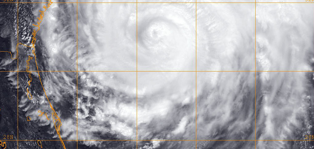 U.S. Navy satellite image of Hurricane Irene off the coast of Florida in 2011. (U.S. Navy photo)