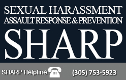 Sexual Harrassment Assault Repsonse Prevention Helpline logo with phone number (305-753-5923)