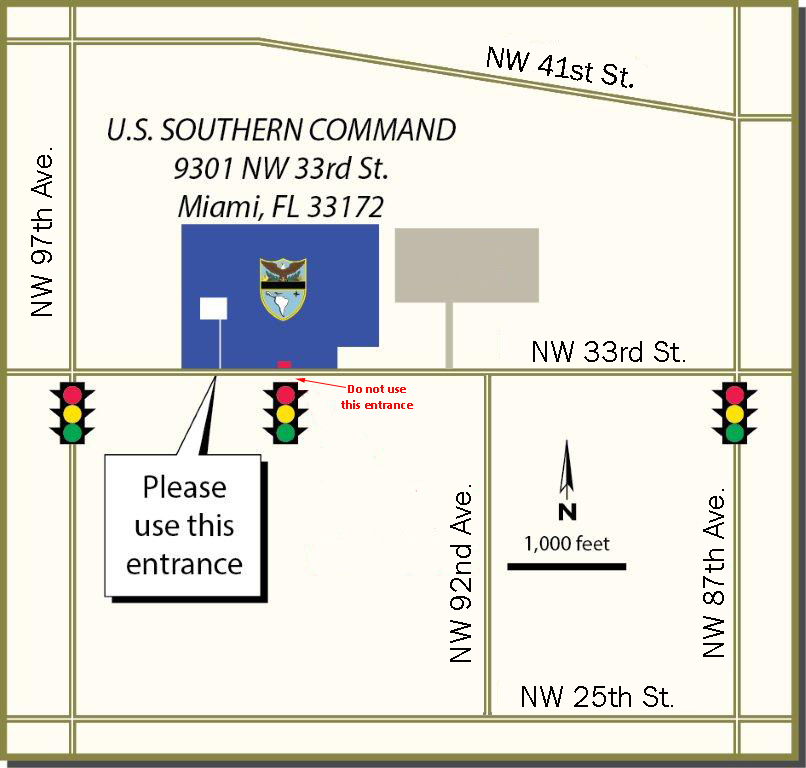 Street map of SOUTHCOM headquarters. Street map of SOUTHCOM headquarters.